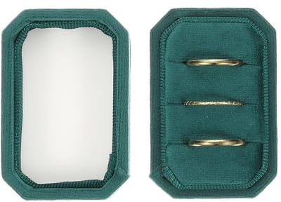 Dailygoods - PATIKIL Fluwelen ringdoos met 3 vakken, achthoekige 3 ringen, dragerhouder, handgemaakte vintage ringen, displayorganizer voor sieradenopslag, voorstel, verloving, huwelijksceremonie, donkergroen