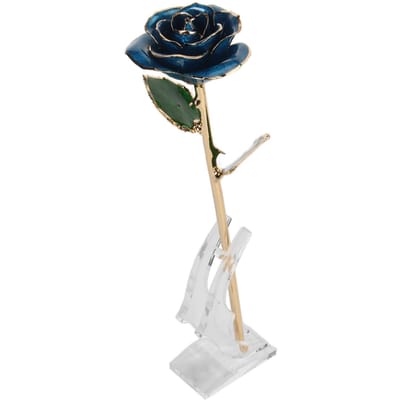 Geconserveerde Roos 24K Verguld Heldere Glans Rijke Details Exquise Goudgedipte Roos voor Verjaardag blauw