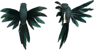 House of Seasons Kolibries vogels op clip - 2x st - donkergroen - 12 x 13 x 7,5 cm