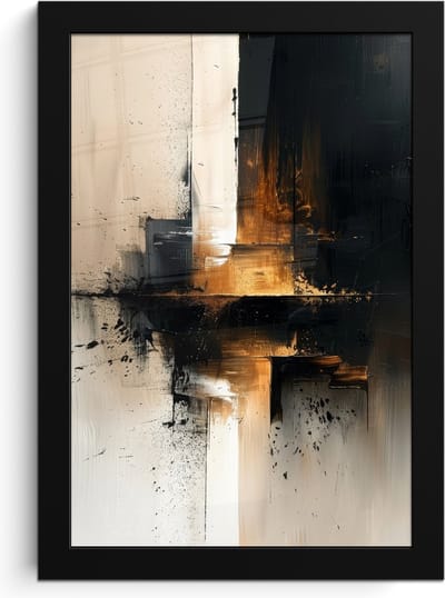 Poster in lijst - Fotolijst 20x30 cm - Posters - Modern - Zwart - Verf - Goud - Posterlijst zwart - Decoratie - Wanddecoratie woonkamer - Muurdecoratie slaapkamer