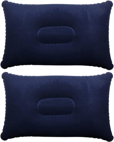 Opblaasbaar kussen voor reizen of kamperen - Opblaaskussen – Blauwe 2-pack