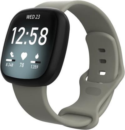 By Qubix - Compatible Fitbit bandje - geschikt voor Fitbit Versa 3 & 4 / Sense 1 & 2 Sportbandje - Grijs - Maat: S/M Smartwatchbandje bandje Armband Polsband Strap Band Watchband
