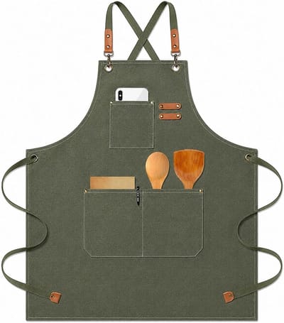 barbecueschort voor heren, verstelbaar, werkschort voor dames, met 3 zakken, linnen schorten voor restaurant, bar, restaurant, schilderwerk