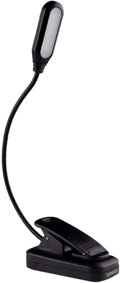Igoods Leeslamp - Burealamp - Tafellamp - Klemlamp - Boeklamp - LED Leeslamp - Verstelbaar - Met Clip - Magnetisch - Oplaadbaar en Batterij - Zwart