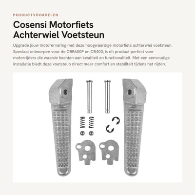 Dailygoods- Voetsteun Hoogwaardige Aluminiumlegering - Voetsteun Motorfiets - Voetsteun CBR600F - Voetsteun CB400 - Eenvoudig te Installeren - Zilver - Motorfiets Voetsteunen