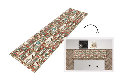 Keukenloper - Loper keuken - Kat - Boek - Kast - 200x50 cm - Keukenloper vinyl