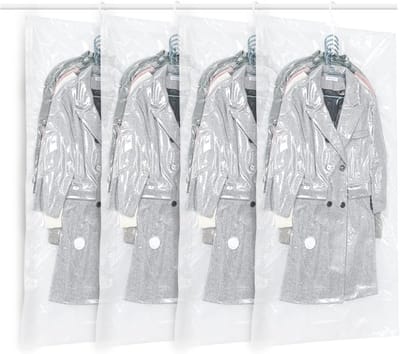Famanu - Hangende vacuüm opbergzakken 4 stuks ruimtebesparende zakken voor kleding jurken jassen en pakken