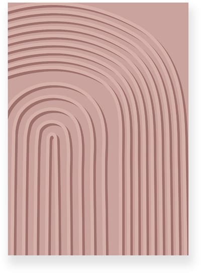 Poster 20x30 cm - Organische Lijnen - Roze - Minimalistisch - Japandi - Muurdecoratie - Wanddecoratie