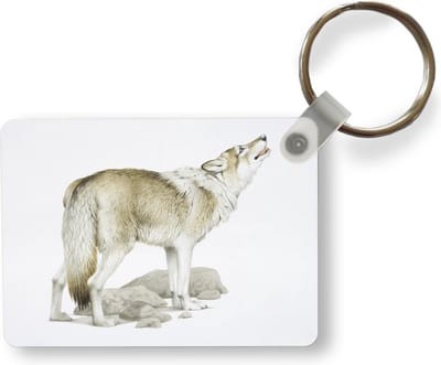 Sleutelhanger - Wolf - Stenen - Wit - Uitdeelcadeautjes - Plastic