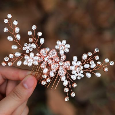 Dailygoods- Bruidshaarkam Elegante Parels - Zijkam - Haarkammetjes Vrouwen - Opsteekkammetjes - Haar Kam Mannen - Kristallen Versiering - Haarkam