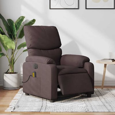 vidaXL - Massagestoel - elektrisch - verstelbaar - stof - donkerbruin