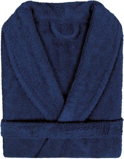 Badjas Badstof Uni Pure Royal met Shawlkraag Donker Blauw Maat S