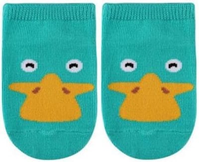 Babysokjes Vogelbekdier Turquoise | 0-3 Maanden | Anti-Slip | 100% Katoen