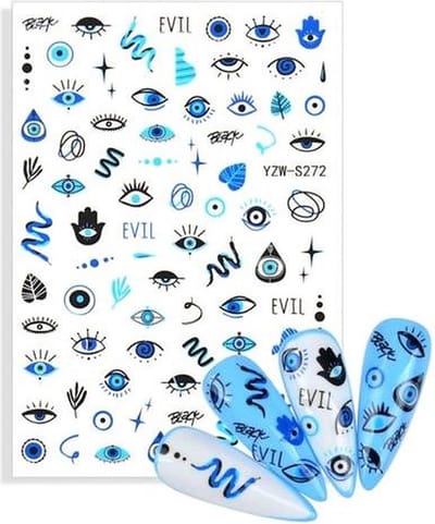 Akyol - Nagel stickers - evileye - nagels - nagel sticker - 3d sticker nagel - blauwe oog sticker - stickers evileye - nazar boncuk sticker - nail sticker - turkse oog stickers - nagel blauwe oog - decoratie - stickers voor nagels - stickers - blauwe