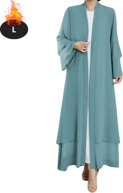 Bovista Islamitische Kleding - Djellaba Dames - Moslim Kleding - Arabisch Dames Kaftan - Alhamdulillah - Lichtblauw L