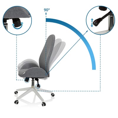 Bureaustoel / draaistoel AVEA I stof grijs hjh OFFICE
