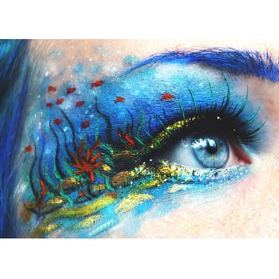 Bleu beauté oeil 5D bricolage diamant peinture point de croix plein diamant broderie 20X30CM black