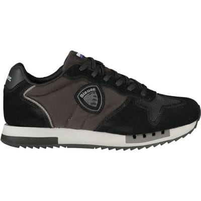 Blauer Zwarte Polyurethaan Heren Sneakers