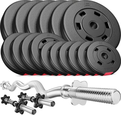 Hop-Sport – Halterset – 56 kg – 4-delige Set – Gietijzer