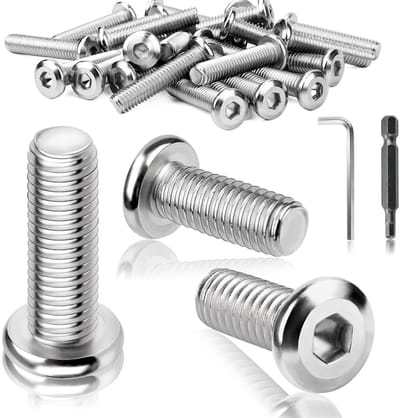 Dailygoods - 25 stuks M6 schroeven platte kopschroeven M6 x 25 mm roestvrij staal A2 lenskopschroeven volledige schroefdraad binnenzeskant met schroevendraaier bit moersleutel machineschroeven voor montage