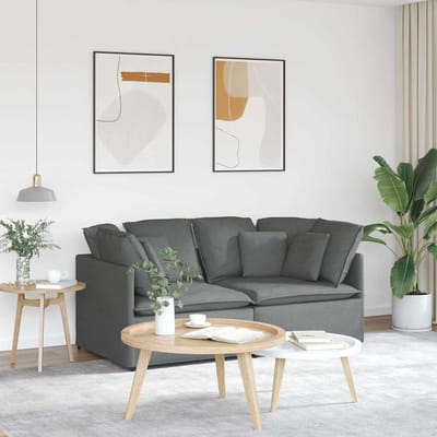 vidaXL - Modulaire - bank - met - kussens - stof - donkergrijs