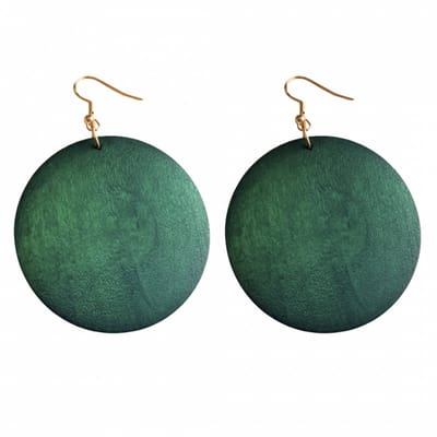 Oorbellen-zilver 925 goudkleurig 5 cm- Groen hout Tordis - Charme Bijoux
