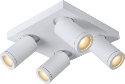 Lucide TAYLOR - Plafondspot (Plafondlamp) Badkamer - LED Dim to warm - GU10 - 4x5W 2200K/3000K - IP44 - Wit