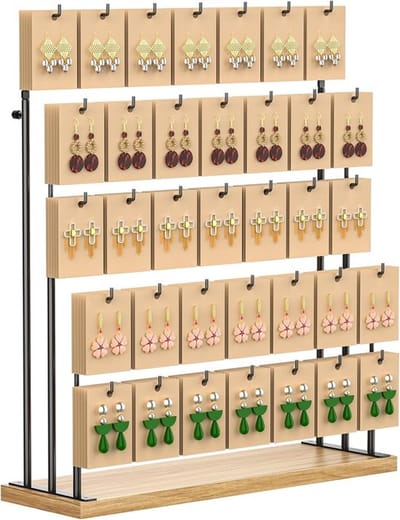 SnelShoppen - Sieradenstandaard voor Verkopen - Earring Stand, Necklace Stand, 35 Haakjes, Earring Cards voor Armbanden, Haaraccessoires - Stijlvolle