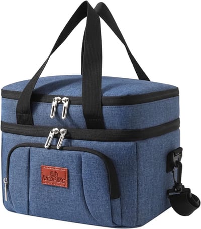 Geïsoleerde Koeltas - Draagbare Lunchbox - Eten Vers Houden - Dubbeldekker Vakken - 10 Liter Inhoud - Blauw