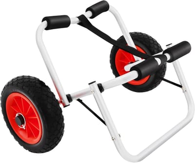 Kajakwagen - Bootwagen Kano Trolley - Watersport Transport - Luchtvaartaluminium Frame - 150 LBS Capaciteit - Zwart Rood