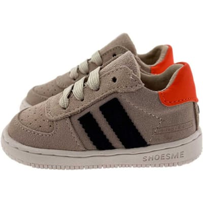 Shoesme Beige Sneakertje - Sneakers Kinderen - Jongens - Beige Black - Suède - Maat 21