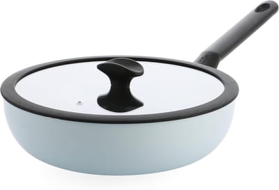 Keramische Wokpan - Koekenpan - Gezond Koken - PFAS-vrije Antiaanbaklaag - 28 cm - Blauw