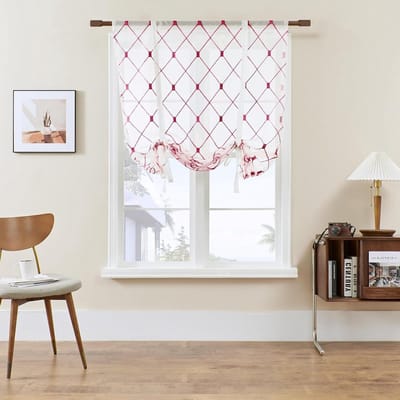 Romeinse Gordijnen - Gordijnstof Raambekleding - Privacy en Decoratie - Stijlvolle Rod Pocket - 100x140cm - Wijnrood