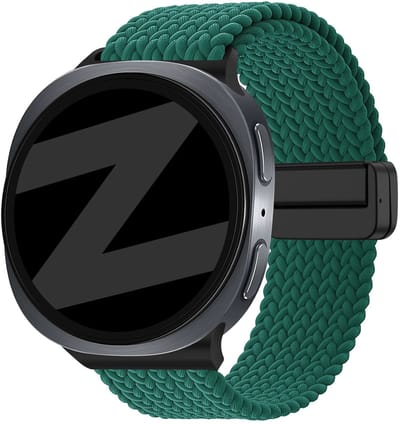 Bandz Magnetisch gevlochten nylon bandje geschikt voor Samsung Galaxy Watch 9 (40/44mm) / Watch 8 (40/44mm) / 8 Classic (46mm) – ademend en stijlvol gevlochten nylon bandje (Groen)