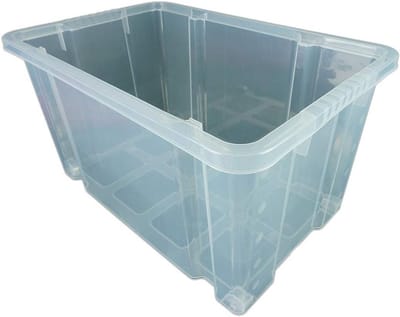 Opbergdozen met deksel - Stapelboxen set - Huishouden organiseren - Met wielen - 3 stuks 80L - Transparant