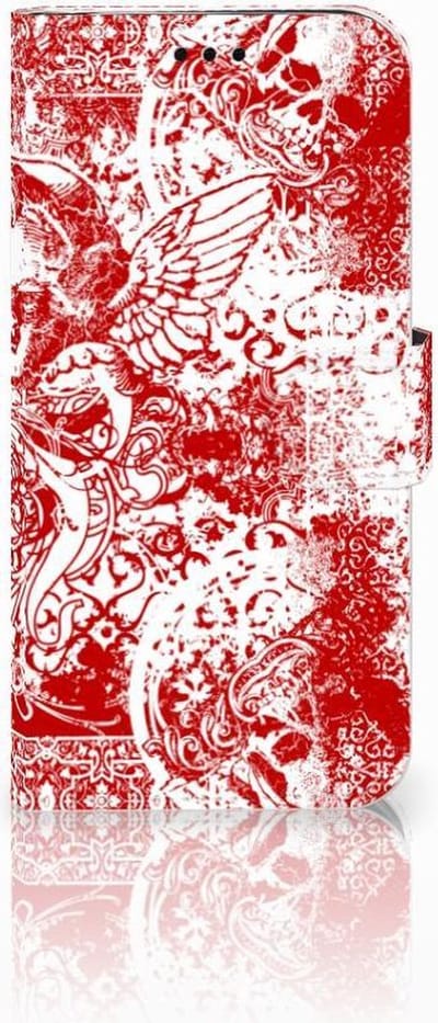 Boekhoesje voor Telefoonhoesje met Naam Samsung Galaxy J5 2017 Angel Skull Rood