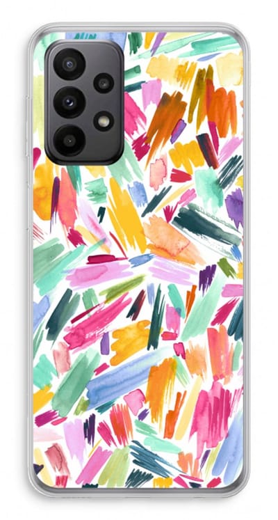 Hoesje geschikt voor Samsung Galaxy A23 hoesje - Watercolor Brushstrokes - Soft Cover Telefoonhoesje - Bescherming aan alle Kanten en Schermrand