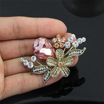 High-End Prachtige Broche Corsage Damesmode Retro Strass Pure Rozenbloem Sieraden brown