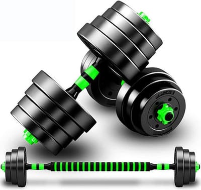 Verstelbare Dumbbell Set 10kg - 2 Gewichten - Halter en Barbell Link - Krachttraining Thuis - Fitness Vrije Gewichten - Halterset