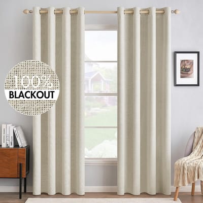 Ondoorzichtige warmte-isolerende gordijnen - linnenlook gordijnen - woonkamer koudebescherming - verduisteringsgordijn - set van 2 - 140 x 260 cm - crème .