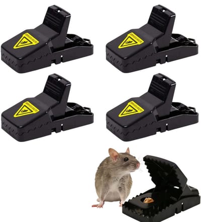 Herbruikbare kunststof muizenvallen voor thuis - Sterk & hygiënisch tegen muizen en knaagdieren - Veilig, duurzaam en contactloos - 4 stuks - 11,2x4,8x5,6cm