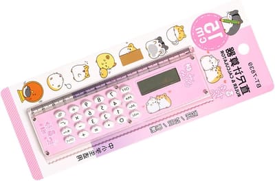FTVOGUE Kleine Rekenmachine, Draagbaar Acrylmateriaal met Stijlvol Liniaalontwerp voor Schoolgebruik en Kantoorwerk (PINK)