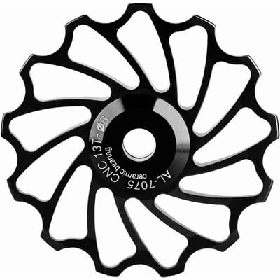 1 Paar MEIJUN Keramische Lagers Achterderailleur Poelie Geleiderol Fiets (13T, Zwart) gray