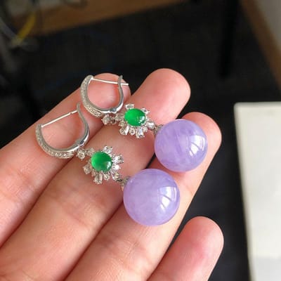 Natuurlijke Violet Chalcedoon Kralen Oorbellen voor Vrouwen Ingelegd Diamant Nieuw in Vintage Mode Bedel Oor Gesp Trouwsieraden brown