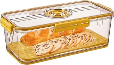 Broodcontainer - Brooddoos Opslag - Keuken Organiseren - Verstelbaar Luchtventiel - 335 x 185 x 12 cm - Geel
