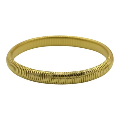 Elastieken bangle armband - Goldplated - Premium Stainless Steel - 8 mm breed - Ø 7 cm
