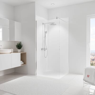 Schulte 2 Achterwanden - wit - 90x90x210 - zelf inkortbaar en zelfklevend - wanddecoratie - muurdecoratie - badkamer wandpanelen - muurbekleding