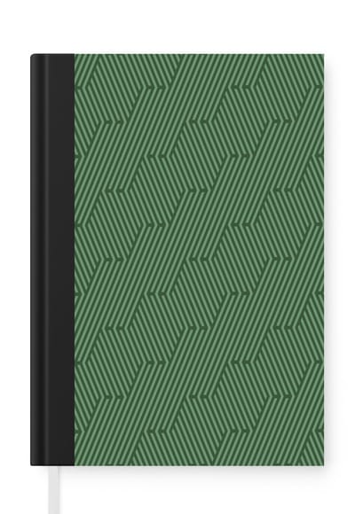 Notitieboek - Schrijfboek - Groen - Strepen - Patroon - Notitieboekje klein - A5 formaat - Schrijfblok