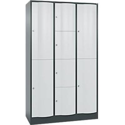 C+P combikast Resisto, 3 vakken, 8 vakken, B 1148 x D 540 x H 1950 mm, antracietgrijs/lichtgrijs