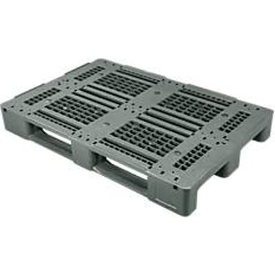 Pallet FP-DK1208S, laadvermogen 5000/1000 kg, open boven- en onderdek, 3 sledes, L 1200 x B 800 x H 150 mm, gerecycleerd HDPE, 5 stuks